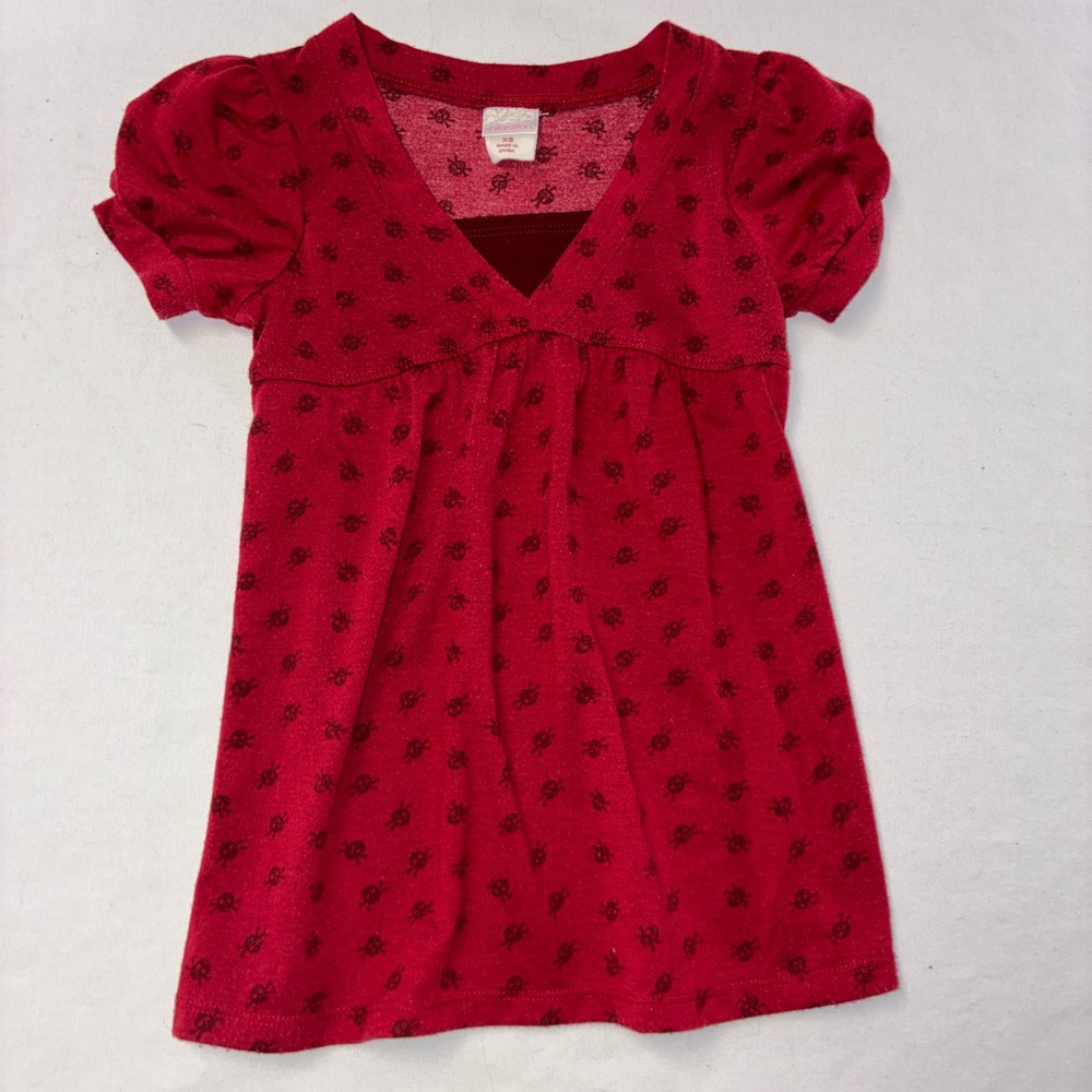 566 Emo Mall Goth Xhilaration Babydoll Top Junior XS Red Skull Crossbones Y2K